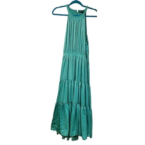 Kobi Halperin Robin Tiered Halter Neck Maxi Dress in Shamrock Green, Boho | 10 - Picture 2 of 13